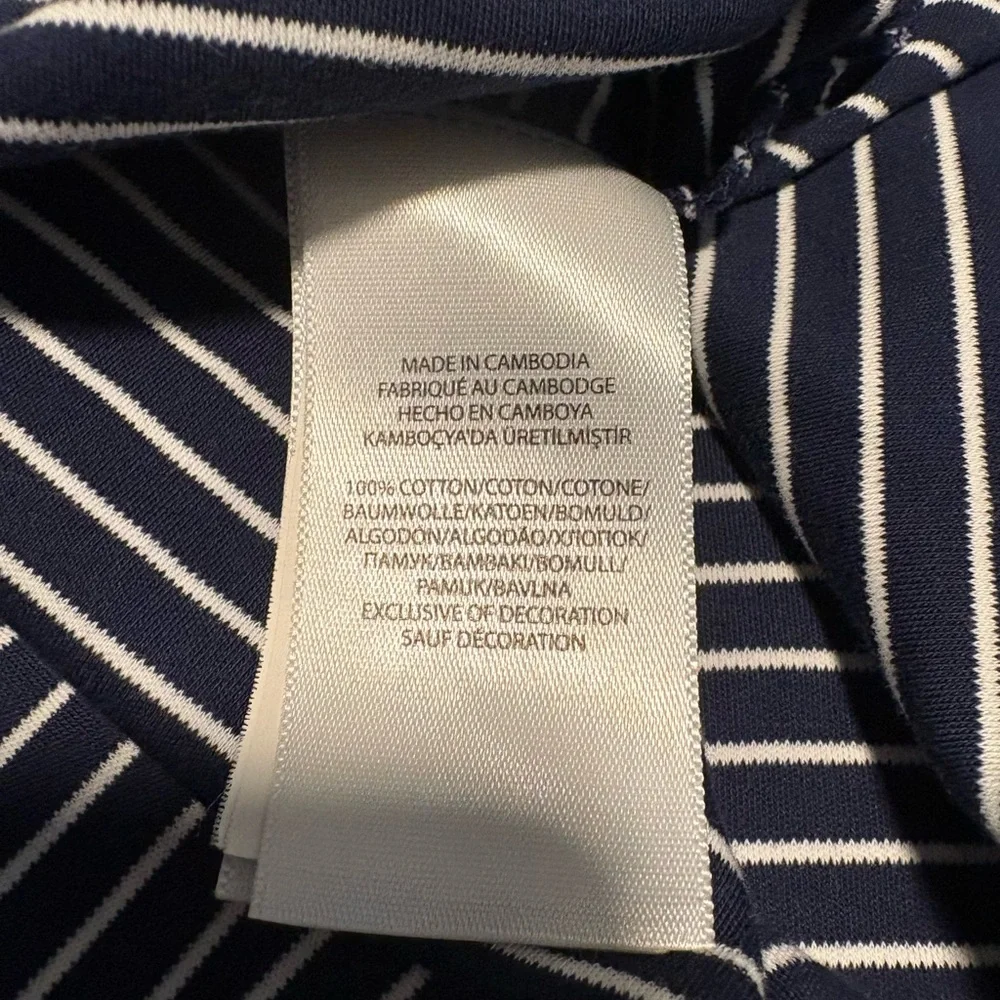 Men’s Polo Ralph Lauren Navy and White Striped Polo Shirt L